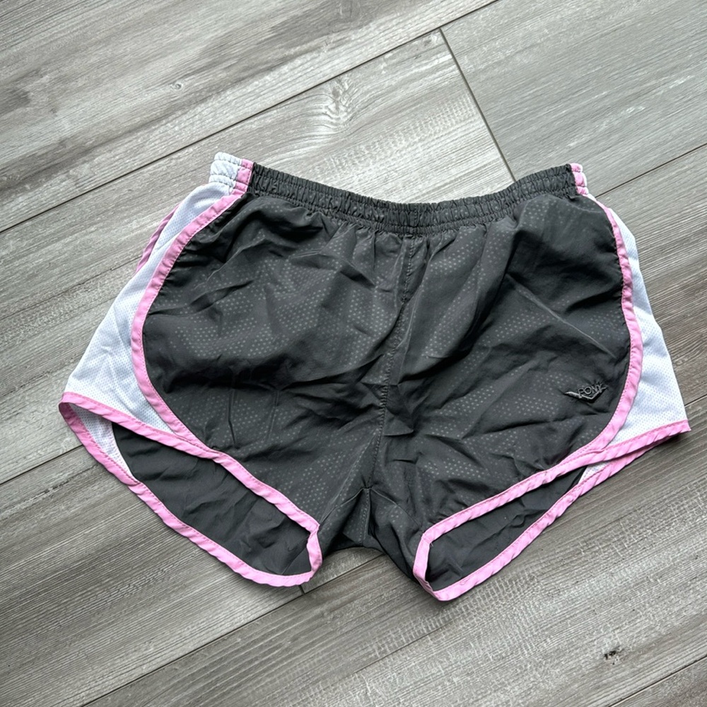 Gray and pink athletic shorts